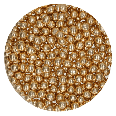Pérolas crocantes de chocolate dourado