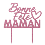Topo de bolo feliz dia das mães com glitter rosa