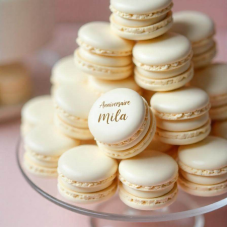conchas de macaron com texto gravado