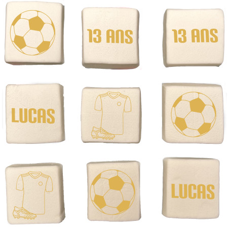 Marshmallows de futebol personalizados e gravados