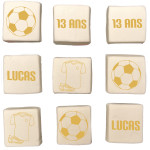 Marshmallows de futebol personalizados e gravados