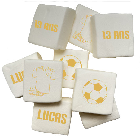 Marshmallows de futebol personalizados e gravados