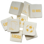Marshmallows de futebol personalizados e gravados