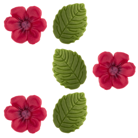 Flores fúcsia e folhas de açúcar
