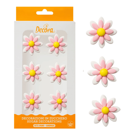 Marguerite sucre branca e rosa e embalagem