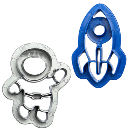 Cortador de biscoitos de foguete e cosmonauta