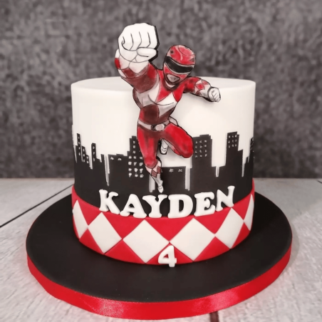 Bolo de pasta de açúcar dos Power Rangers