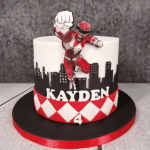 Bolo de pasta de açúcar dos Power Rangers