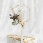 Topo de bolo hexagonal de madeira para decorar | Decoração de bolo