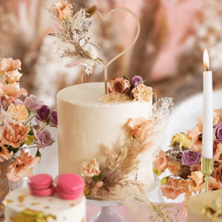Topper de bolo de coração de madeira | Decoração para bolos de casamento, batizados, etc.