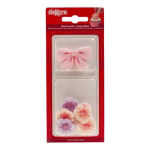 Flores de açúcar e laço rosa Dekora