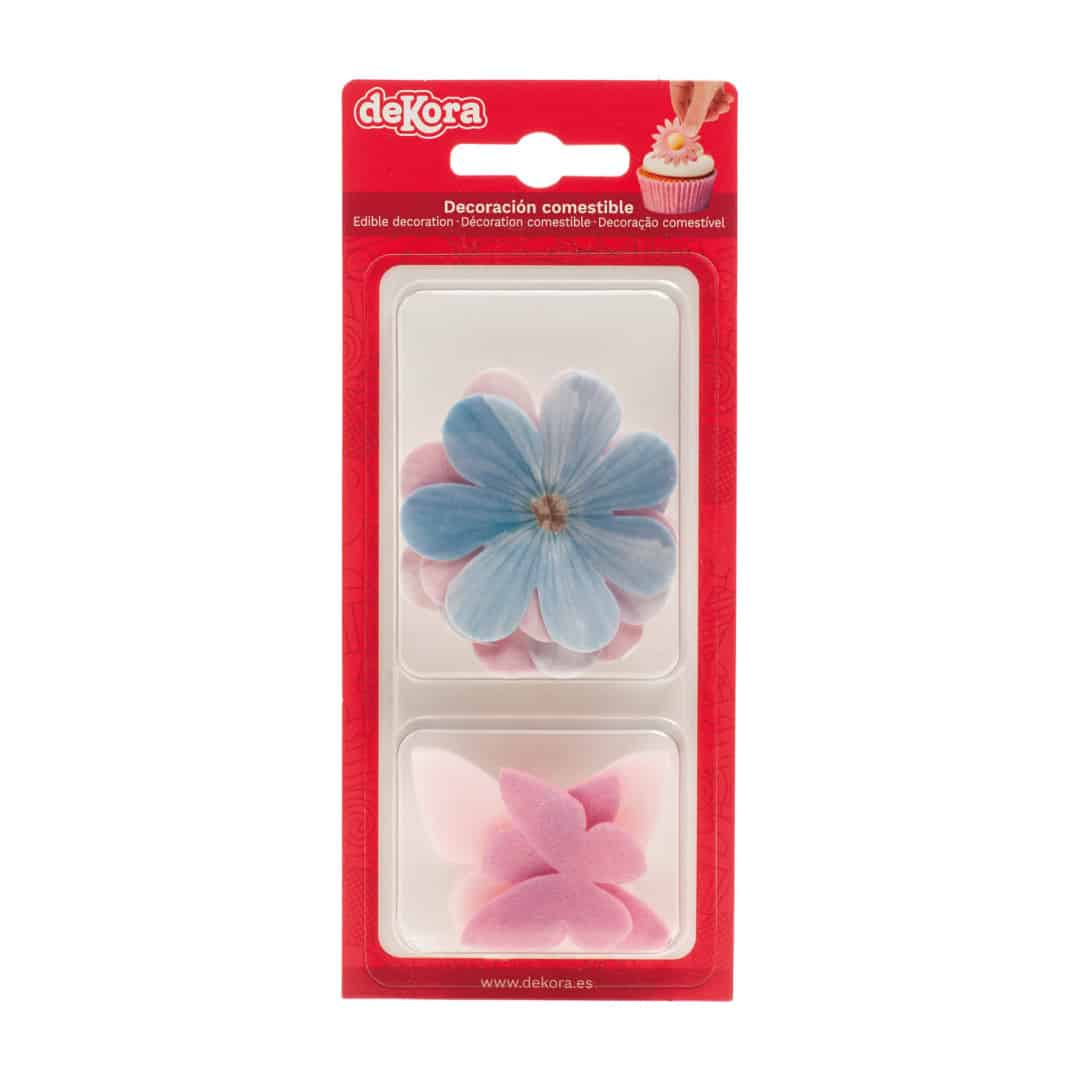 Decorações comestíveis de flores e borboletas