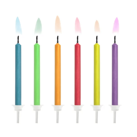 6 velas de chamas coloridas