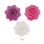 Caixa com 15 rosas wafer sortidas em rosa, lilás e branco - 7 cm