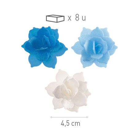 Conjunto de 8 nenúfares azuis - 4,5 cm