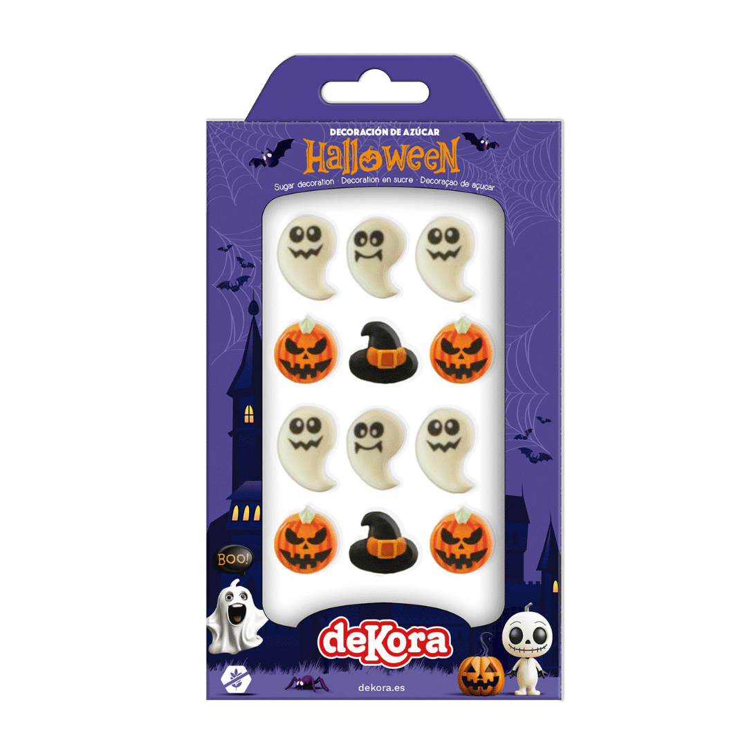 Decorações de açúcar para Halloween, fantasmas, abóboras e bruxas