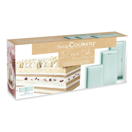 3 formas retangulares para bolo em camadas da Scrapcooking
