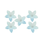 decoração de bolo de wafer com flores azuis