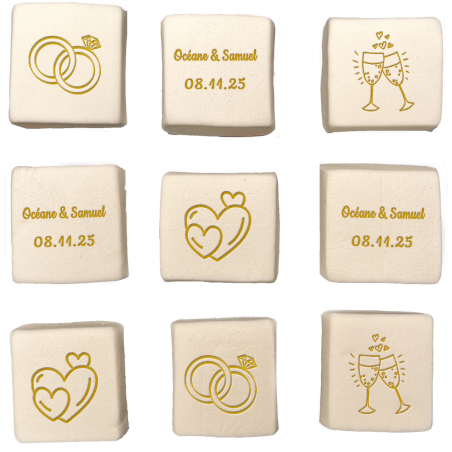 Marshmallows de casamento personalizados e gravados