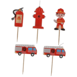 Velas de aniversário com tema de bombeiros - 5 unidades