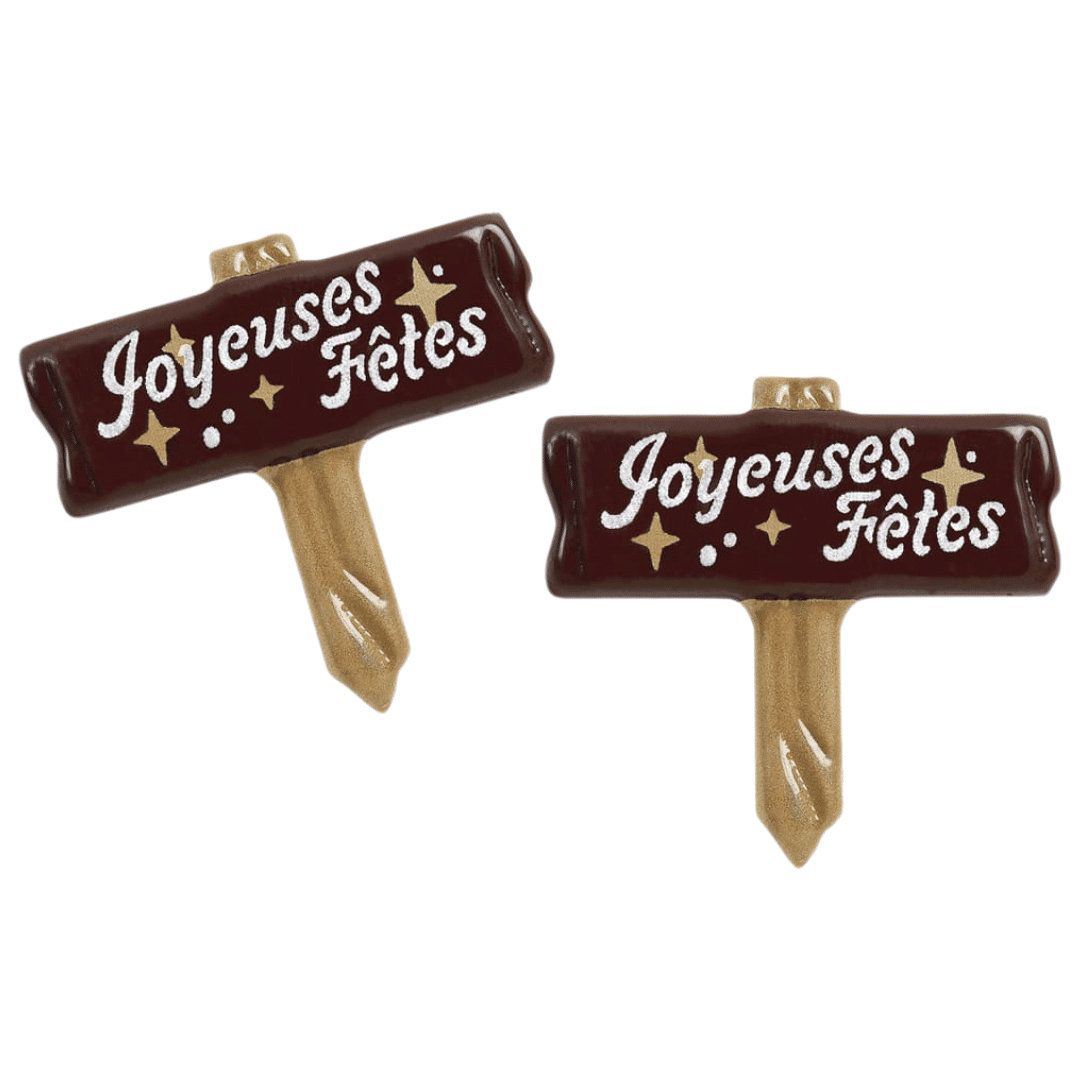 Placa "Boas Festas" em chocolate amargo x2