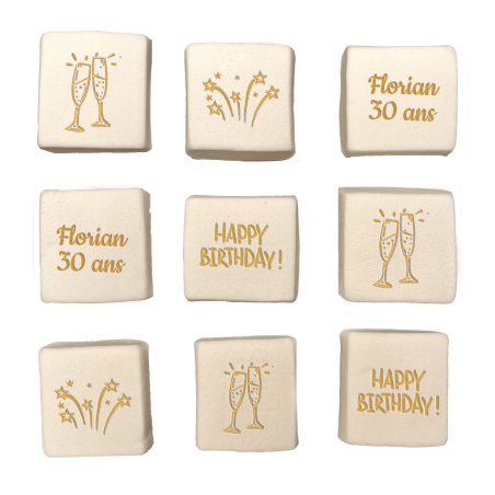 Marshmallows de Feliz Aniversário Personalizados e Gravados
