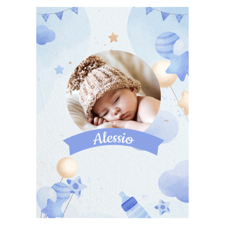 Folha de açúcar azul bebê personalizada