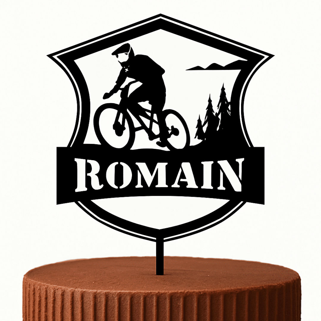 Topper de bolo Ventilador de mountain bike para personalizar - cores à sua escolha