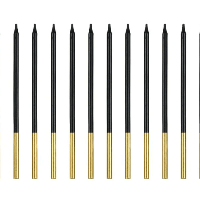 Bougie anniversaire noire - 12 pièces de 14 cm