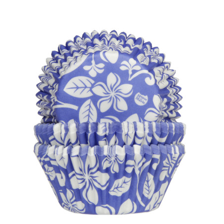 50 moules à cupcake papier motif fleur aloha House of Marie