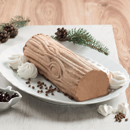 Tronco de Natal com decoração imitando madeira