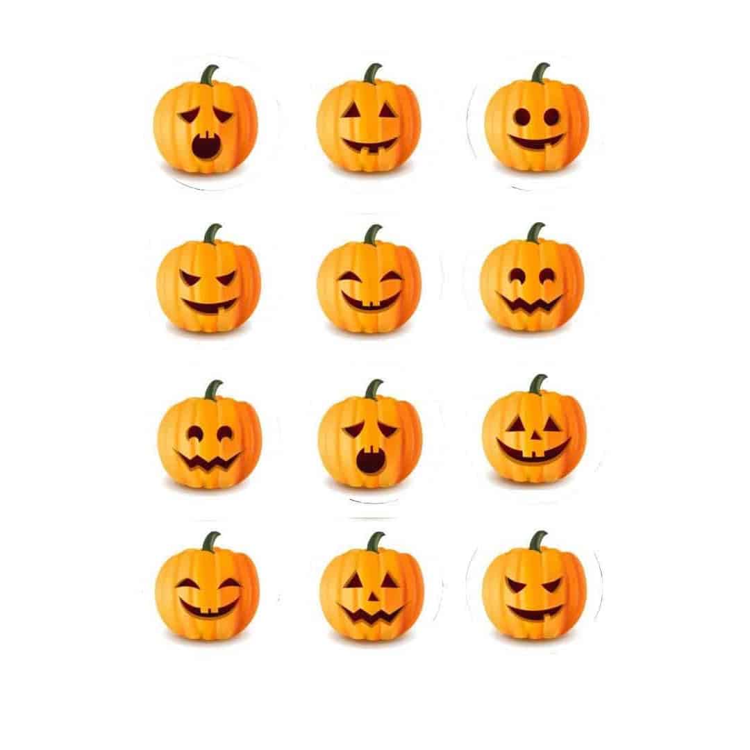 12 mini-discos-de-açúcar-abóboras-halloween