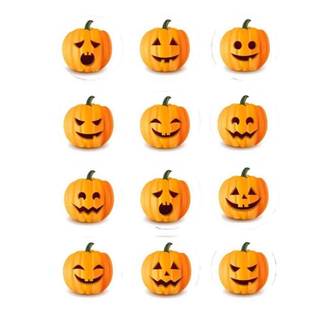 12 mini-discos-de-açúcar-abóboras-halloween