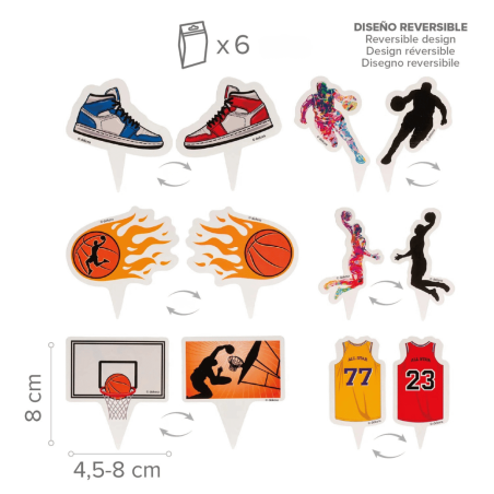 toppers de cupcake com tema de basquete