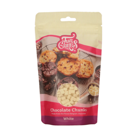Pedaços de chocolate branco Funcakes para biscoitos e bolos gourmet