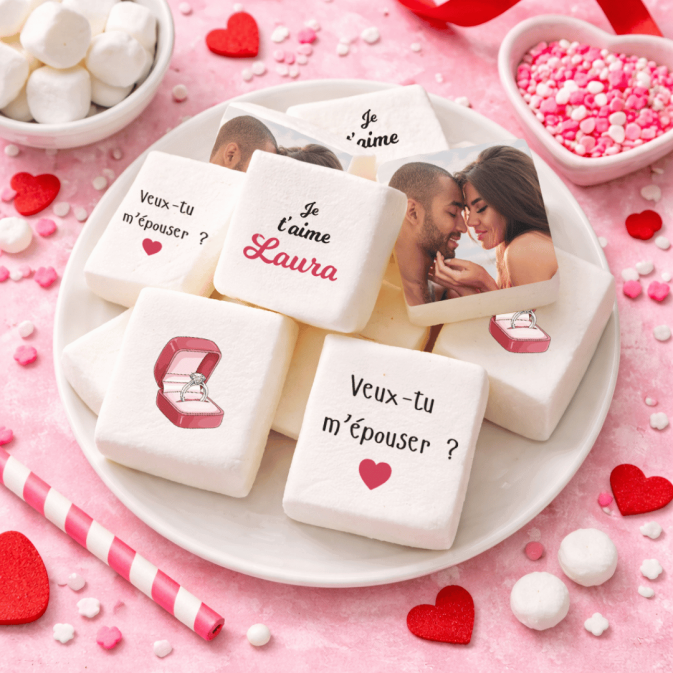 Pedido de casamento com marshmallows
