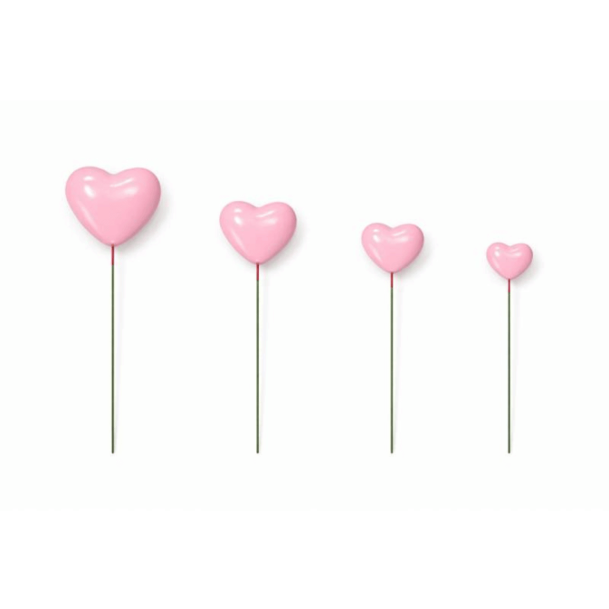 Corações decorativos rosa claro para bolo