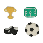bolinhos comestíveis em formato de bola de futebol