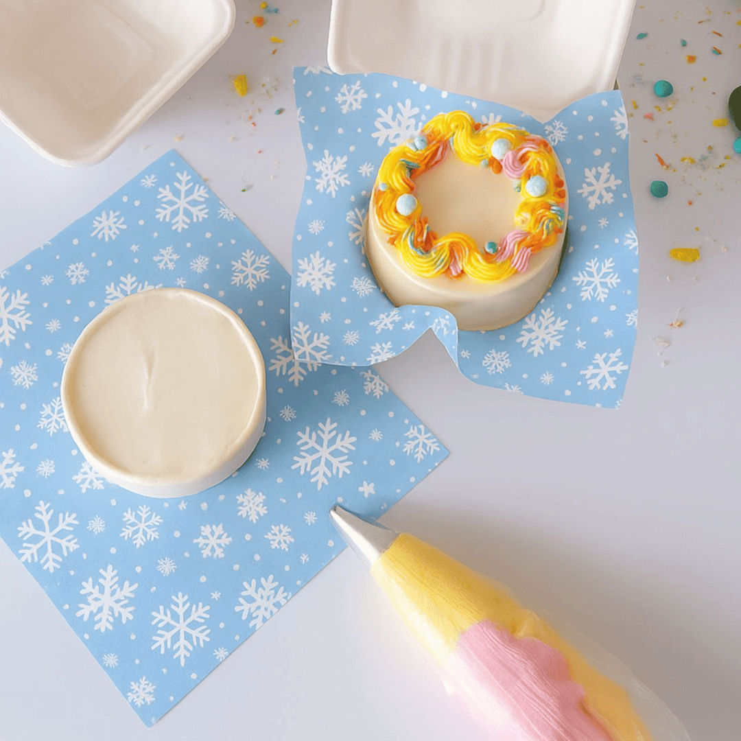 Folhas para bolo Bento em formato de floco de neve - Pacote com 50 unidades