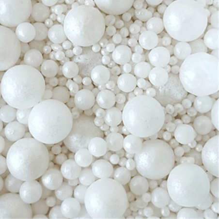 Pérolas de açúcar branco Azacren para decoração de bolos