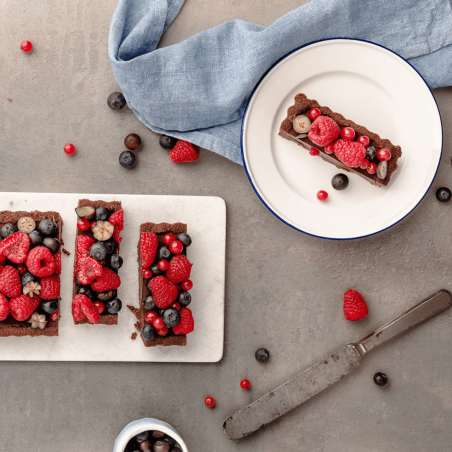Forma retangular de aço para torta de chocolate e frutas vermelhas