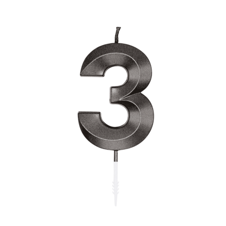 vela de aniversário número 3 gráfico preto