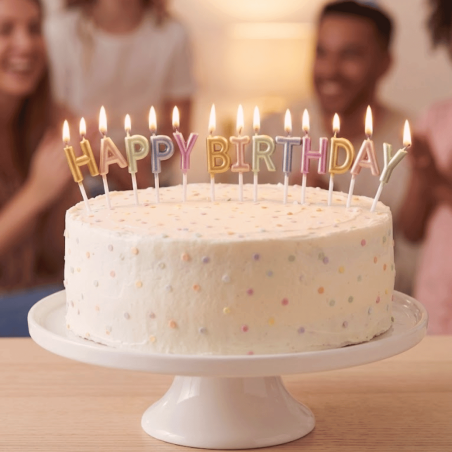 Kit bougie Happy Birthday multicolore effet ballon