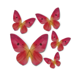 Decorações comestíveis em formato de borboleta feitas com wafer - conjunto com 79 unidades.