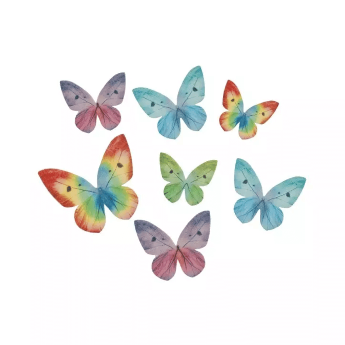 87 Decorações de Bolo de Wafer em Formato de Borboleta Multicolorida