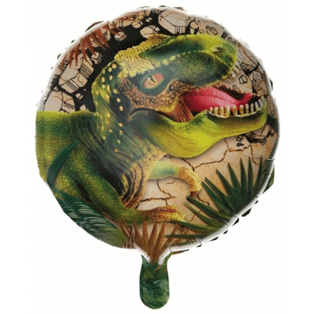 Balão metalizado de aniversário em formato de dinossauro, 45 cm, inflável com ar ou hélio.