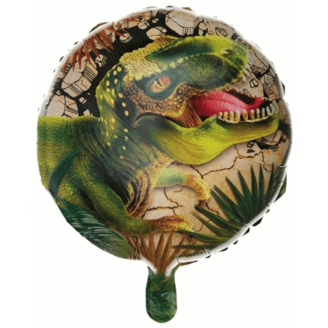Balão metalizado de aniversário em formato de dinossauro, 45 cm, inflável com ar ou hélio.