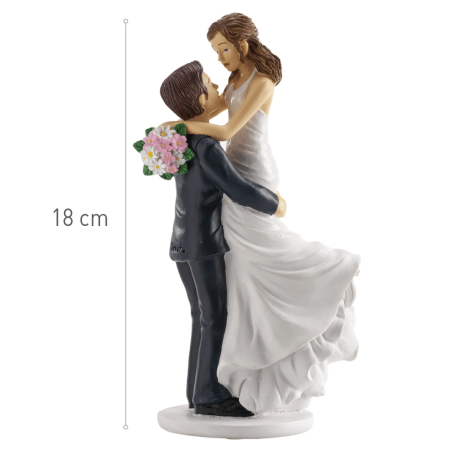 Topo de bolo de casamento com noivos de braços dados, 18cm