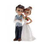 Figura de bolo de casamento com decoração de rosa
