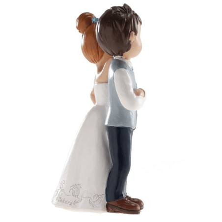 Figura de bolo de casamento com rosa, vista de perfil